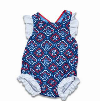 Baby Charlene Ruffle Bottom Bubble - Independence Garden - Sugar Bee Clothing