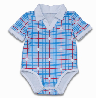 Baby Patrick SS Clubhouse Polo One Piece - Star Spangled - Sugar Bee Clothing