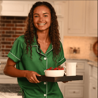 Charlie Satin Separates - Green Short Sleeve Top - Sugar Bee Clothing