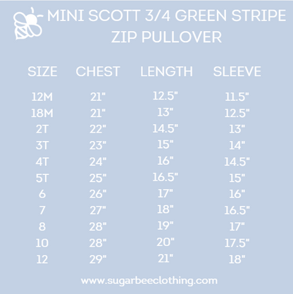 Mini Scott 3/4 Zip Pullover - Green Stripe