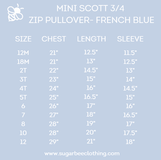 Mini Scott 3/4 Zip Sweater - French Blue - Sugar Bee Clothing