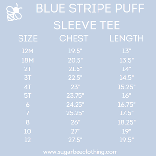 Amelia Peter Pan Puff Sleeve Tee - Blue Stripe - Sugar Bee Clothing