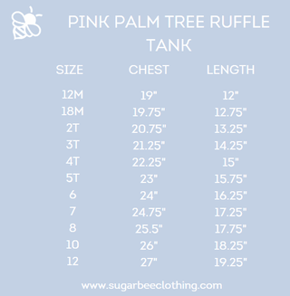 Lauren Ruffle Tank - Pink Palm Trees - Sugar Bee Clothing