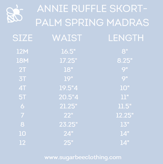 Annie Ruffle Skort - Palm Springs Madras - Sugar Bee Clothing