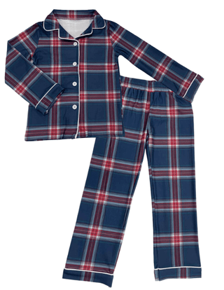 Button Down Pajamas - Winter Plaid Holiday Lounge - Sugar Bee Clothing