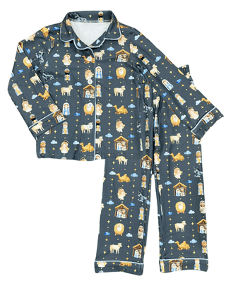 Button Down Pajamas - Manger Holiday Lounge - Sugar Bee Clothing