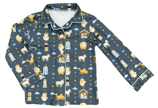Button Down Pajamas - Manger Holiday Lounge - Sugar Bee Clothing