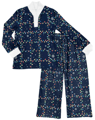 Wide Leg Lounge Set - Christmas Lights Holiday Lounge - Sugar Bee Clothing