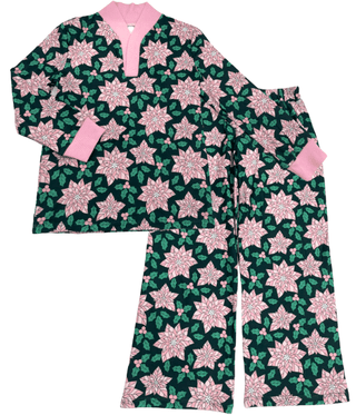 Girls Lounge Set - Poinsettia Holiday Lounge - Sugar Bee Clothing