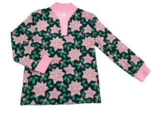 Girls Lounge Set - Poinsettia Holiday Lounge - Sugar Bee Clothing
