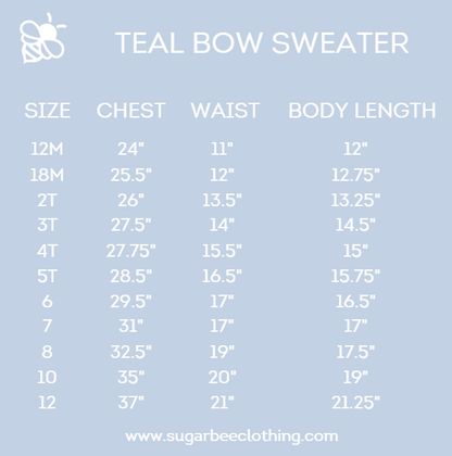 Sadie Teal Bow Sweater - Evergreen