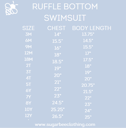 Ruffle Bottom Swimsuit - Rainbow Shells on Navy