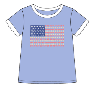 Mae Scalloped Tee - Star Banner - Sugar Bee Clothing