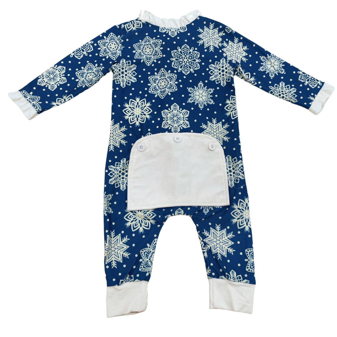 Ruffle Buttflap Pajamas - Snowflakes