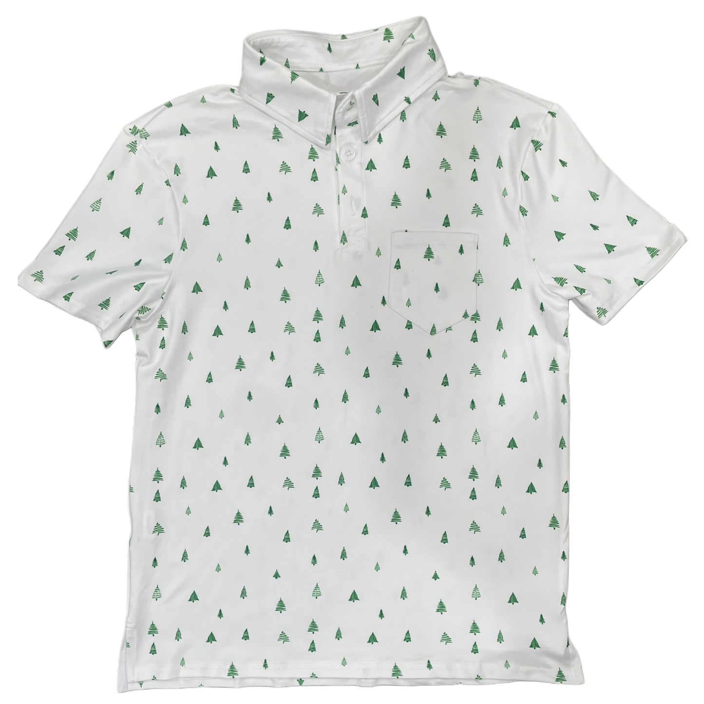 Davis Short Sleeve Pocket Polo - Tiny Trees on White