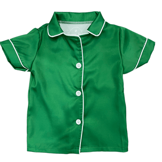 Charlie Satin Separates - Green Short Sleeve Top - Sugar Bee Clothing