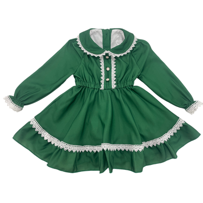 Madeline Lace Peter Pan Dress - Emerald