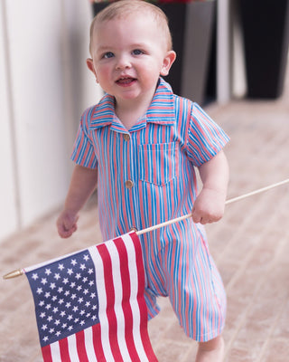 Baby Craig Woven One Piece - USA Stripes - Sugar Bee Clothing
