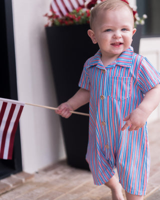 Baby Craig Woven One Piece - USA Stripes - Sugar Bee Clothing