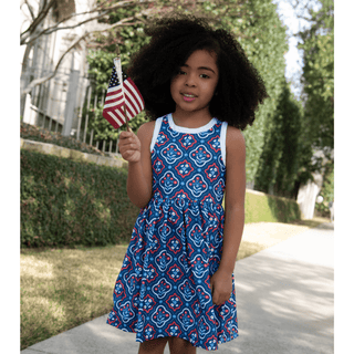 Charlene Strappy Dress - Independence Garden - Sugar Bee Clothing