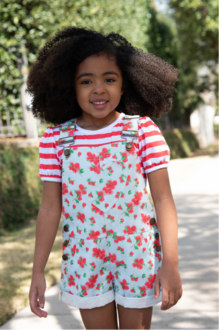 Ella Heart Overalls - Bougainvillea - Sugar Bee Clothing