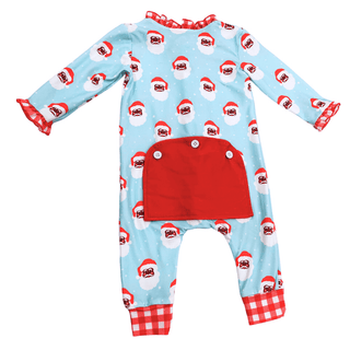 Ruffle Buttflap Pajamas - Vintage Black Santa Holiday Lounge - Sugar Bee Clothing