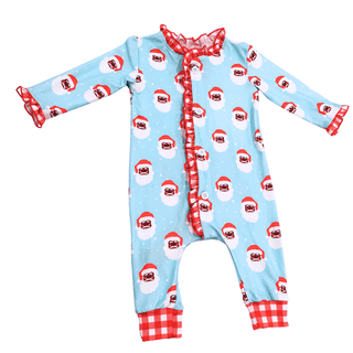 Ruffle Buttflap Pajamas - Vintage Black Santa Holiday Lounge - Sugar Bee Clothing