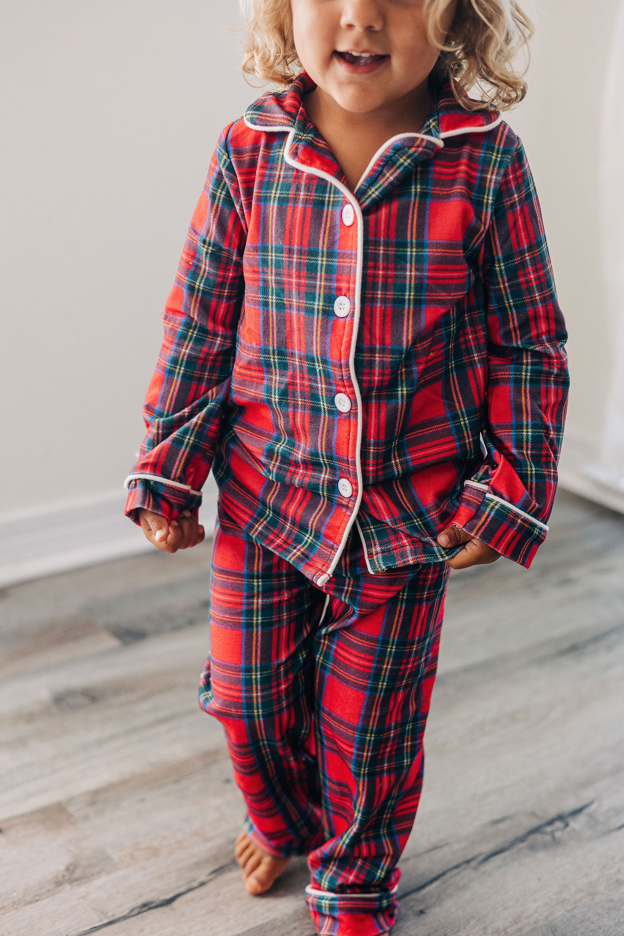 Boys red 2025 checked pjs