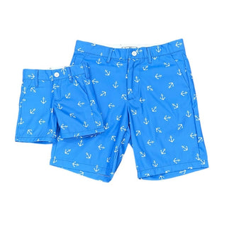 Men's Golf Shorts - French Blue Anchors - Sugar Bee Clothing
