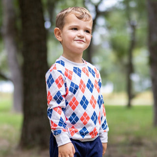 Alex Crew Patch Sweater - Argyle Academy - Sugar Bee Clothing