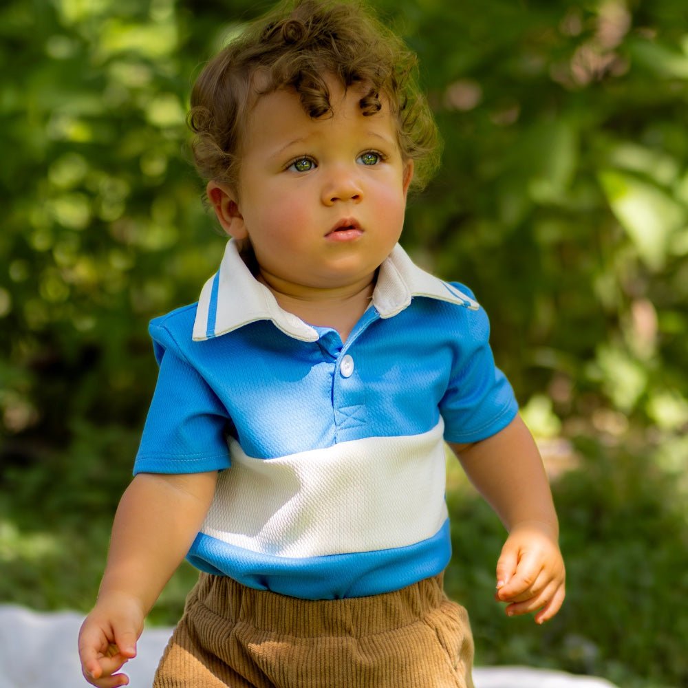 Baby Davis Textured Polo - Varsity Stripe – Sugar Bee Clothing