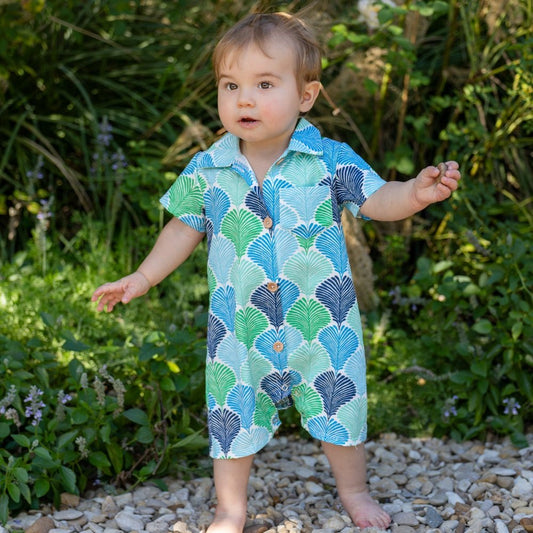 Baby Craig Woven One Piece - Seaglass Shells - Sugar Bee Clothing