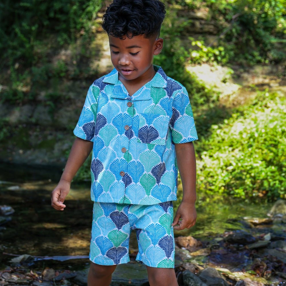 Craig Woven Short Set - Seaglass Shells - Sugar Bee Clothing