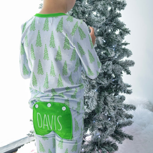 Buttflap PJs - Blue Christmas Tree Holiday Lounge PREORDER