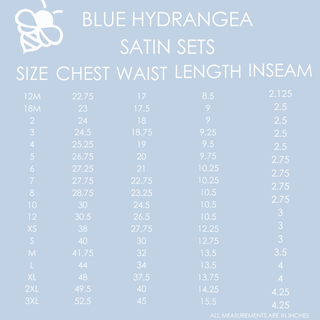 Charlie Satin Short Set - Blue Hydrangeas - Sugar Bee Clothing