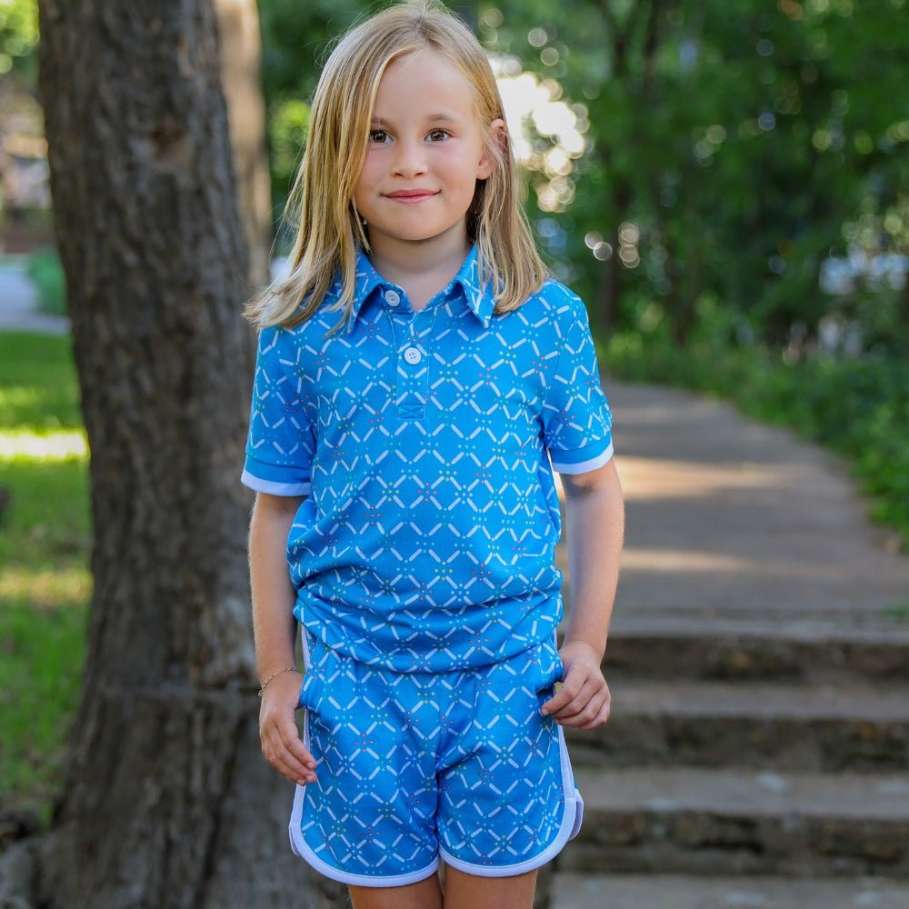 Priscilla SS Polo Short Set - Bay Breeze - Sugar Bee Clothing