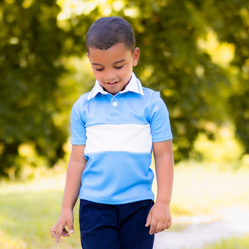 Davis Textured Polo - Varsity Stripe