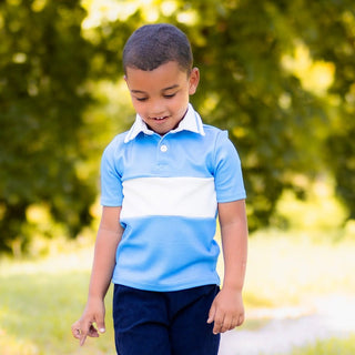 Davis Textured Polo - Varsity Stripe - Sugar Bee Clothing