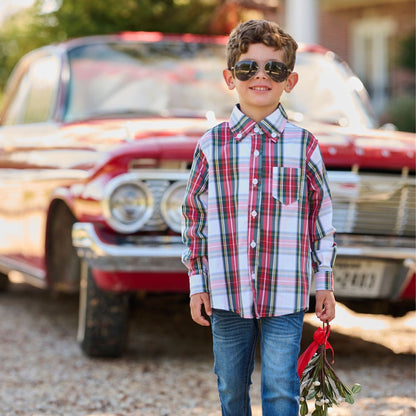 Mini Henry - Holiday Plaid Button Down