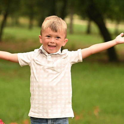 Mini Davis Pocket Polo - Cafe Au Lait Gingham