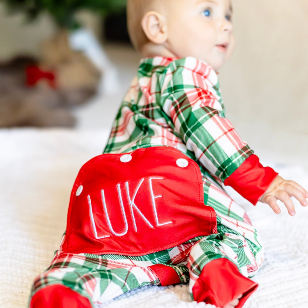 Baby Buttflap Pajamas - Christmas Plaid Holiday Lounge