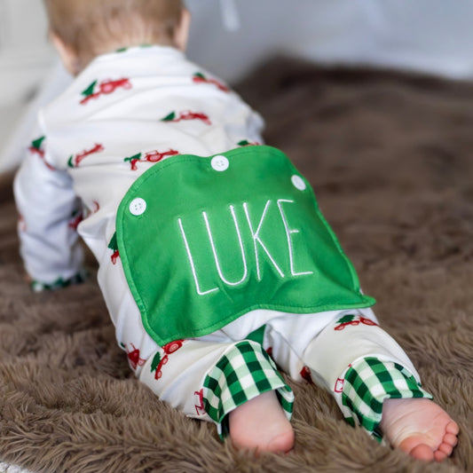 Baby Buttflap Pajamas - Christmas Tractor Holiday Lounge