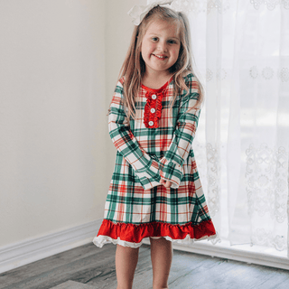 Gown with Bloomers - Christmas Plaid Holiday Lounge - Sugar Bee Clothing