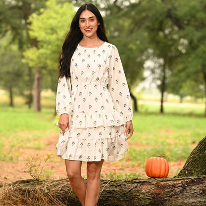 Charlotte Ruffle Tier Dress - Earthy Floral