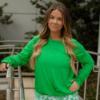 Crop Knot Long Sleeve - Emerald - Sugar Bee Clothing