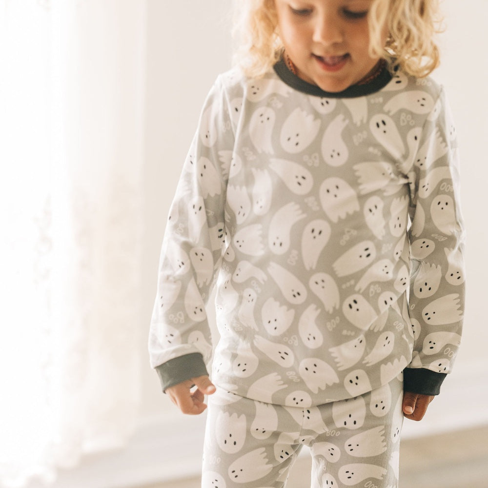 Buttflap PJs - Ghosts on Grey