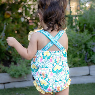 Baby Charlene Strappy Ruffle Bubble - Honeyfern Garden - Sugar Bee Clothing