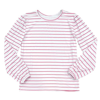 Mae L/S Puff Tee - Red Stripe - Sugar Bee Clothing