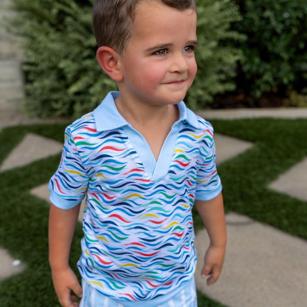 Patrick SS Clubhouse Polo - Colorful Current - Sugar Bee Clothing