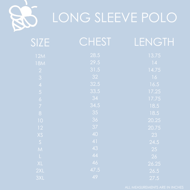 Long Sleeve Polo - Navy Sketch Hearts